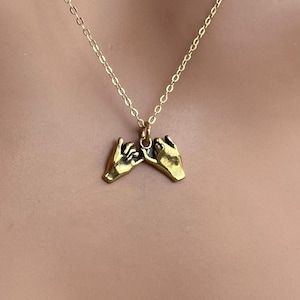 Gold Plated Pinky Promise Charm on a 14K Gold Plated Necklace, Gold Plated Promise Pendant on a 14K Gold Plated Necklace, Promise Necklace