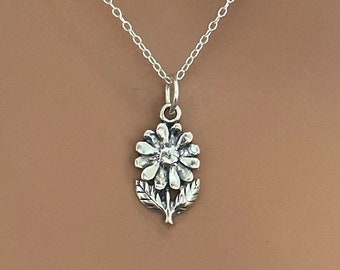 【STONEHENgE】Love Duet〜Silver Flower Necklace SA25B41T 16 Inch Sterling Silver Two Tone Beautiful Flower Pendant