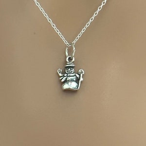 925 Silber oxidierte Schneemann-Anhänger-Halskette, oxidierte Silber-Schneemann-Halskette, Schneemann-Anhänger-Halskette, oxidierte Schneemann-Halskette
