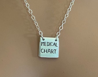 Sterling Silver Medical Chart Necklace: Gift for Doctor