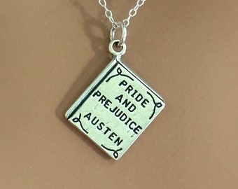 Sterling Silver Pride and Prejudice Book Necklace