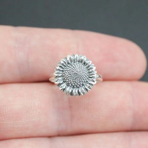 Anello girasole in argento sterling, anello fiore in argento sterling, anello girasole in argento, bellissimo anello girasole in argento sterling, anello fiore