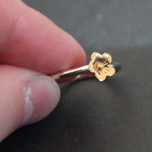 Sterling Silver Ring with Bronze Cherry Blossom, Silver Ring with Bronze Cherry Blossom, Bronze Cherry Blossom Ring, Silver Flower Ring