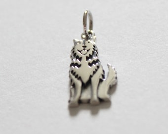 Sterling Silver Husky Dog Charm: .925 Silver Pendant