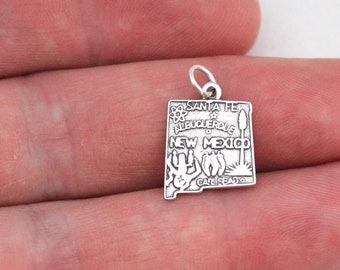 New Mexico State Charm Antiqued Sterling Silver New Mexico State Charm Antiqued Sterling Silver