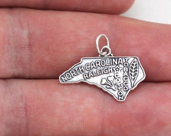 Sterling Silver North Carolina State Charm Pendant