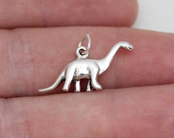 Sterling Silver Dinosaur Charm, Sterling Silver Apatosaurus Dinosaur Charm, Silver Apatosaurus Dinosaur Pendant, Apatosaurus Dinosaur Charm