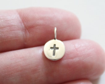 Sterling Silber Kreuz Halskette: Kleiner Charm Anhänger