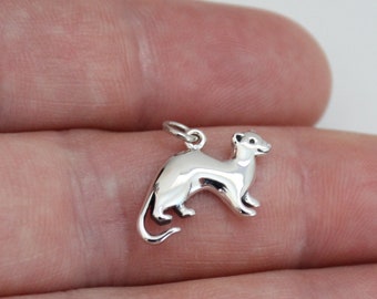 Sterling Silver Ferret Charm Necklace, Animal Pendant
