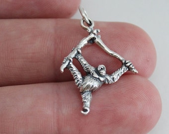 Sterling Silver Orangutan Charm, Monkey Pendant