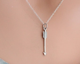 Sterling Silver Medium Sized Arrow Charm Necklace, Sterling Silver Arrow Charm Necklace, Sterling Silver Arrow Necklace, Arrow Necklace