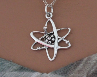 Sterlingzilveren atoombedelketting: wetenschappelijke sieraden
