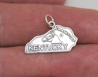 Sterling Silver Kentucky State Charm: Necklace or Bracelet