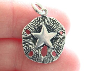 Sterling Silver Sand Dollar Charm with Star Center