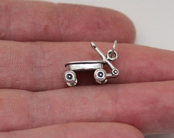 Sterling Silver Wagon Charm, Sterling Silver Wagon Pendant, Sterling Silver Oxidized Wagon Charm, Wagon Charm, Oxidized Wagon Pendant