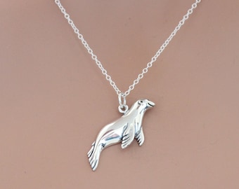 Sterling Silver Sea Lion Necklace: Playful Seal Pendant