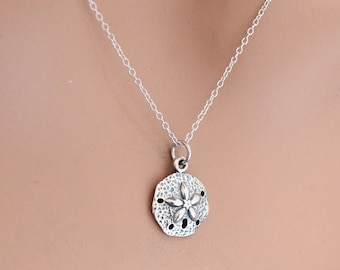 Collana in argento sterling Sand Dollar: ciondolo con ciondolo da spiaggia