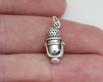 Sterling Silver Vintage Microphone Charm Pendant