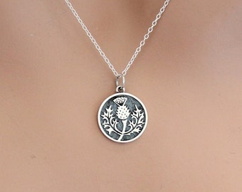 Sterlingzilveren distelbedelketting: Schotse bloemensieraden