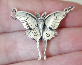 Collana con ciondolo a forma di falena lunare in argento sterling: ciondolo a forma di falena farfalla