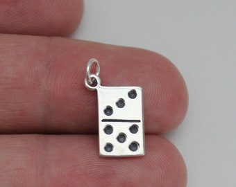 Sterling Silver Reversible Domino Charm, Sterling Silver Reversible Domino Pendant, Silver Reversible Domino Charm, Reversible Domino Charm