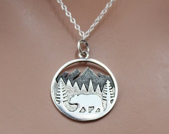 Sterling Silver Bear Mountain Meadows Pendant Necklace