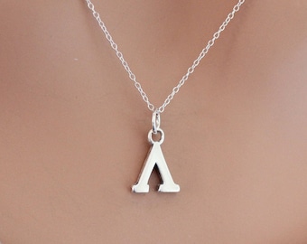 Collier en argent sterling à breloques lettres lambda grecques