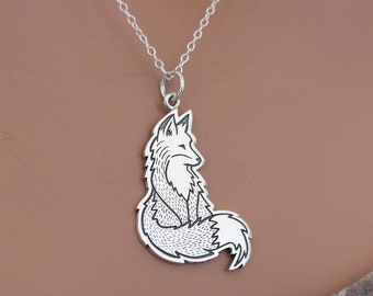 Sterling Silver Fox Charm Necklace, Silver Fox Charm Necklace, Realistic Fox Pendant Necklace, Fox Charm Necklace, Fox Pendant Necklace