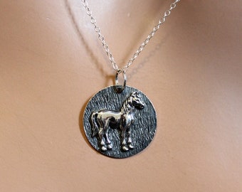 Sterling Silver Horse Coin Pendant Necklace