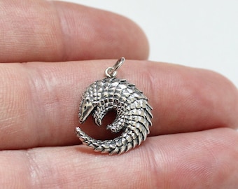 Sterling Silver Pangolin Charm: Animal Pendant