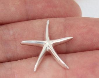 Sterling Silver Starfish Bead Charm: .925 Silver Pendant