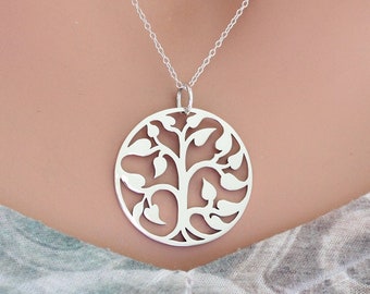 Silver Tree of Life Necklace - Solid Sterling Silver 925 Pendant Charm ...