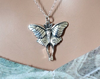 Sterling Silver Luna Moth Pendant Necklace