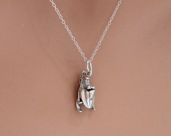 Sterling Silver Snowmobile Charm Necklace, Sterling Silver Oxidized 3D Snowmobile Charm Necklace, Silver 3D Snowmobile Charm Necklace