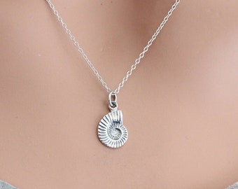 Sterling Silver Nautilus Shell Charm Necklace