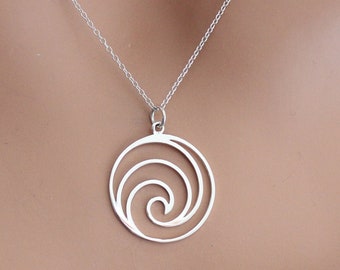 Sterling Silver Openwork Swirl Wave Pendant Necklace, Sterling Silver Swirl  Wave Pendant Necklace, Silver Swirl Openwork Charm Necklace