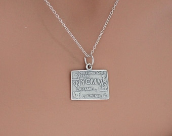 Sterling Silver Wyoming State Charm Necklace