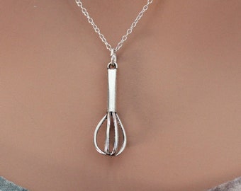 Sterling Silver Whisk Charm Necklace, Sterling Silver Whisk Pendant Necklace, Silver Whisk Charm Necklace, Silver Whisk Pendant Necklace