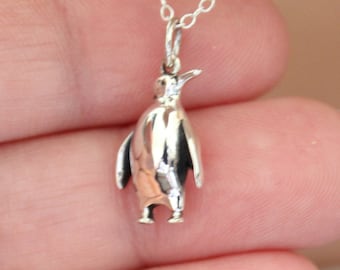 Sterling Silver Penguin Charm, Silver Sea Penguin Charm Necklace, Penguin Pendant Necklace, Adorable Penguin  Necklace, Penguin Necklace