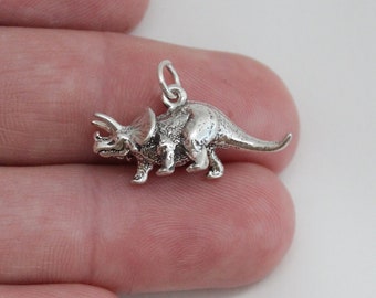 Sterling Silver Dinosaur Triceratops Charm, Sterling Silver Triceratops Charm, Sterling Silver Triceratops Dinosaur Charm, Dinosaur Charm