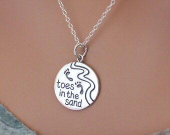 Sterling Silver Beach Necklace: Toes in the Sand Charm