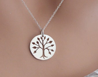 Silver Tree of Life Necklace - Solid Sterling Silver 925 Pendant Charm ...