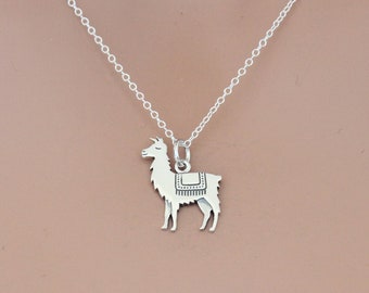 Sterling Silver Llama Charm Necklace, Silver Llama Necklace, Adorable Silver Llama Necklace, Silver Llama Pendant Necklace, Alpaca Necklace