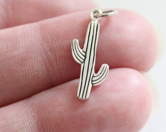 Sterling Silver Cactus Charm: Western Jewelry Pendant