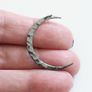 Black Sterling Silver Hammered Crescent Moon Charm, Black Sterling Silver Hammered Crescent Moon Pendant, Moon Charm, Crescent Moon Charm