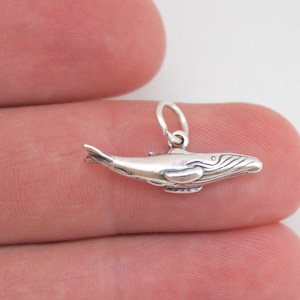 Sterling Silver Humpback Whale Charm, Sterling Silver Whale Charm, Silver Humpback Whale Pendant, Humpback Whale Charm, Silver Whale Charm