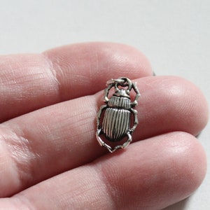 Sterling Silver Beetle Charm, Beetle Charm, Beetle Pendant Charm, Beetle Bug Charm, Silver Beetle Charm Pendant, Silver Bug Charm