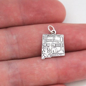 Sterling Silver New Mexico State Charm, Sterling Silver State of New Mexico Charm, Silver State of Mexico Pendant, Silver New Mexico Charm