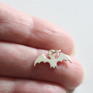 Sterling Silver Bat Charm, Cute Bat Charm, Hanging Bat Charm, Bat Charm, Upside Down Bat Charm, Halloween Bat Charm, Halloween Charm