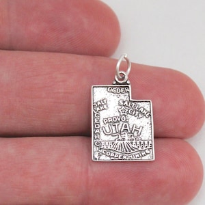Sterling Silver Utah State Charm, Sterling Silver State of Utah Charm, Sterling Silver State of Utah Pendant, Silver Utah Charm, Utah Charm